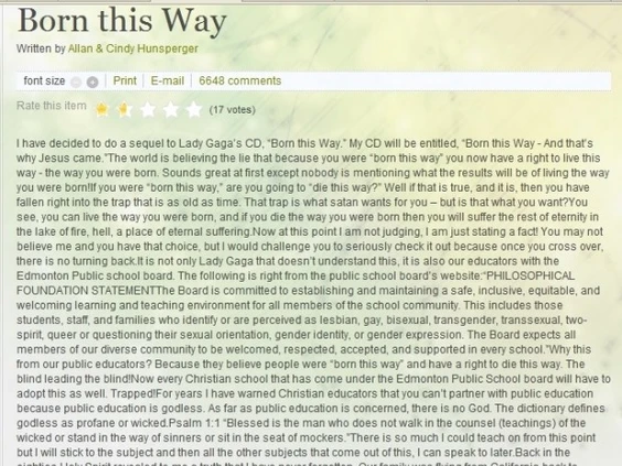 Screenshot from Allan Hunsperger's blog